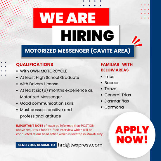 MOTORIZED MESSENGER (CAVITE)